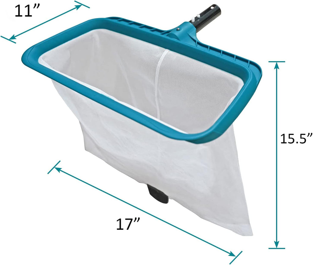 Professional Pool Skimmer Net, Heavy Duty Swimming Leaf Rake Cleaning Tool with Deep Fine Nylon Mesh Net Bag - Fast