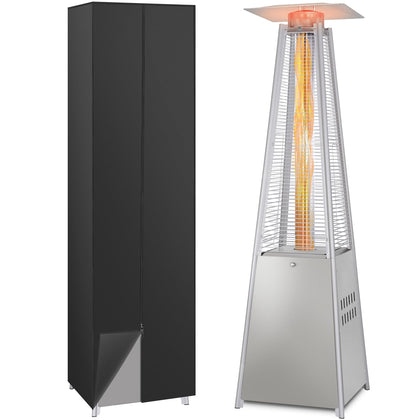 48000 BTU Pyramid Patio Heater, Outdoor Propane Heaters with Wheels and Cover, Glass Tube Propane Patio Heater for