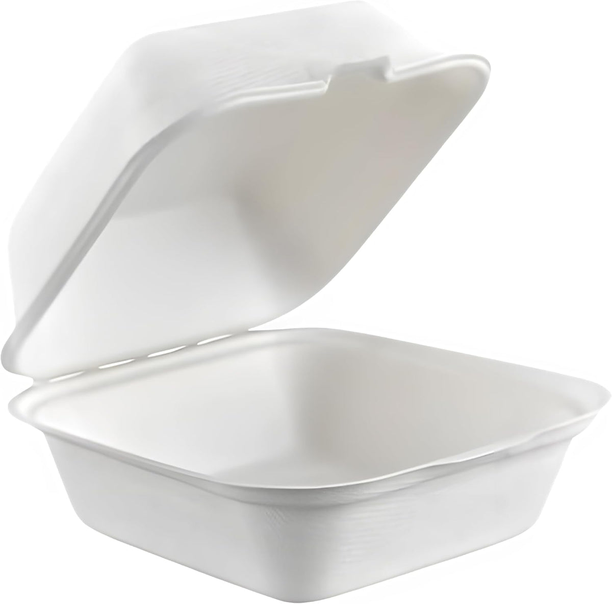 100% Compostable Clamshell Single Compartment Take Out Food Containers 6x6". 25 Containers, Natural Disposable