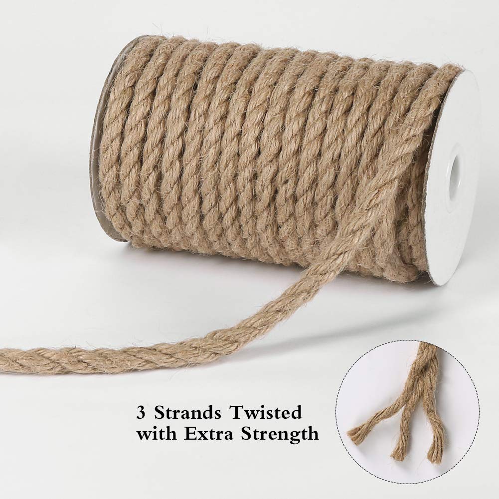 50ft 8mm Jute Rope Heavy Duty Thick for Cat Scratching Post