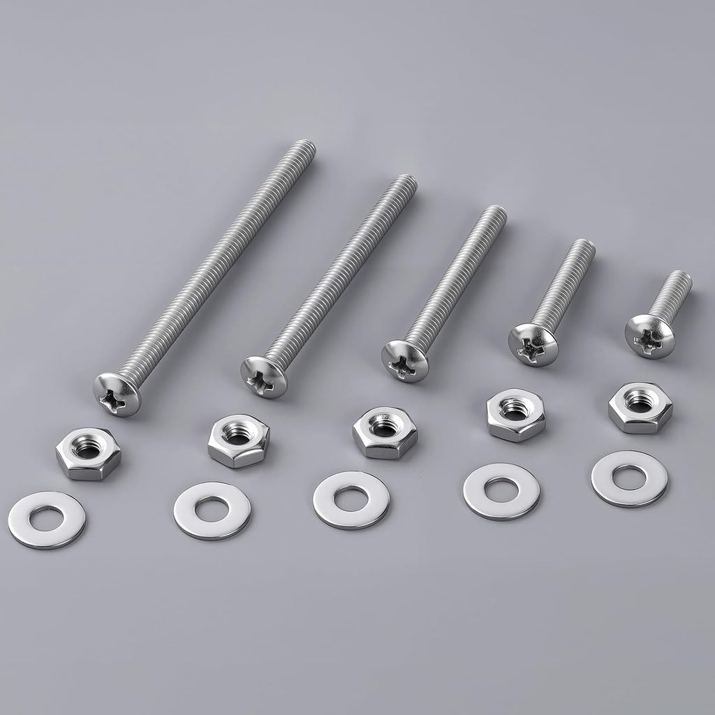 #6-32 x 3/4" Pan Head Machine Screws Nut Bolt Washer Assortment Kit,(100 Sets) 304 Stainless Steel 18-8 Phillips Drive Full Thread Assorted
