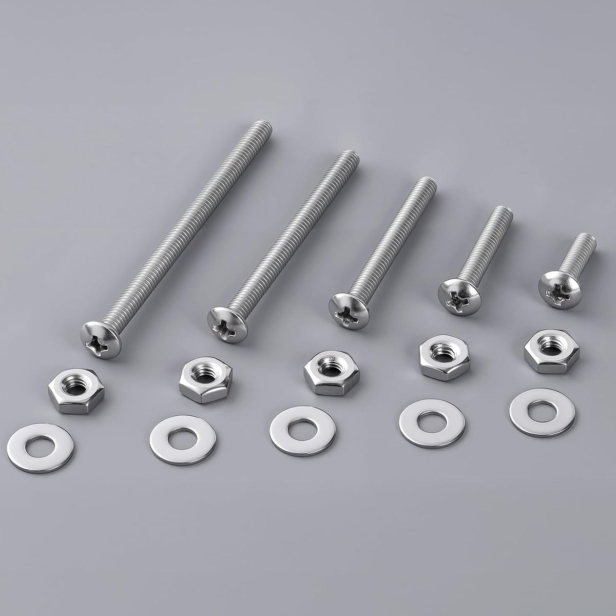 #6-32 x 3/4" Pan Head Machine Screws Nut Bolt Washer Assortment Kit,(100 Sets) 304 Stainless Steel 18-8 Phillips Drive Full Thread Assorted