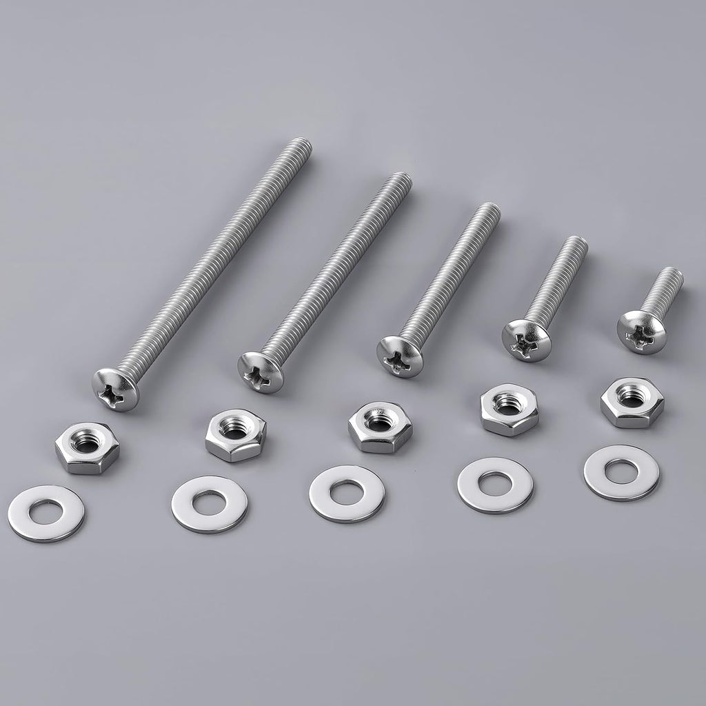 #10-32 x 1/2" Pan Head Machine Screws Nut Bolt Washer Assortment Kit,(60 Sets) 304 Stainless Steel 18-8 Phillips Drive Full Thread Assorted