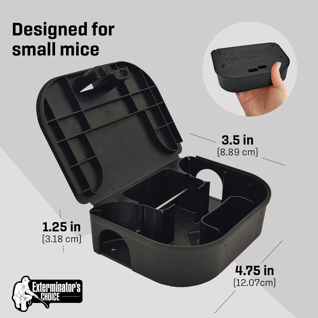 Mice Bait Station Boxes (6 Pack, with 1 Key) | Heavy Duty Mouse Trap Holder Great for Catching Rats and Mice Pest