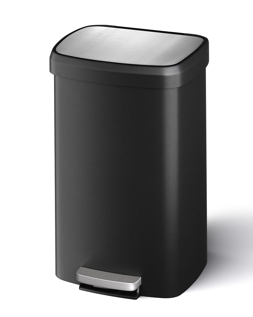 13 Gallon / 50L Step-On Kitchen Trash Can - Plastic Garbage Bin, Soft-Close Lid, Liner Lock Rim, Rear Handle - Color:
