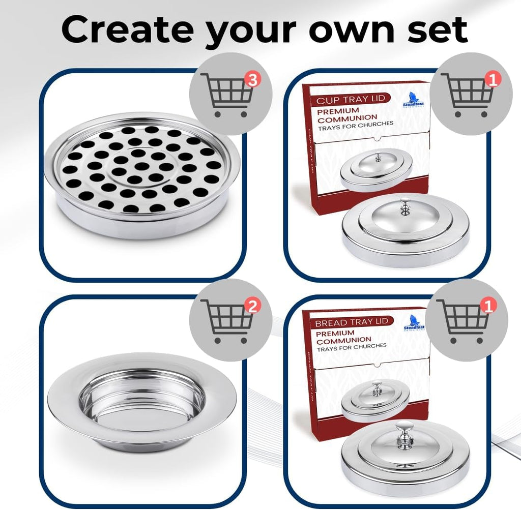 (Cup Tray) Silver Premium Communion Trays for Churches | Stainless Steel Communion Set, Supplies | 40 Cup Tray |