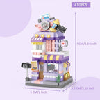 4 Mini City Shop Street View Building Blocks Model Set,Simulation Architecture Collection Particle Construction