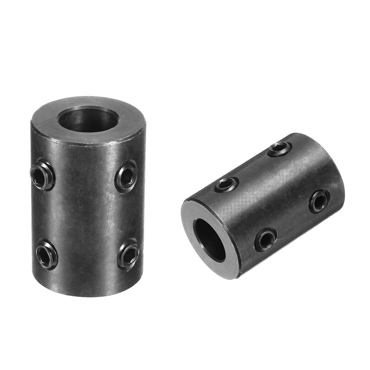 uxcell Shaft Coupling 1/2" Bore, 1" OD, 1-1/2" Length, Black Oxide Plated Steel Rigid Coupling, Motor Wheel Coupler, (4 Set Screws)
