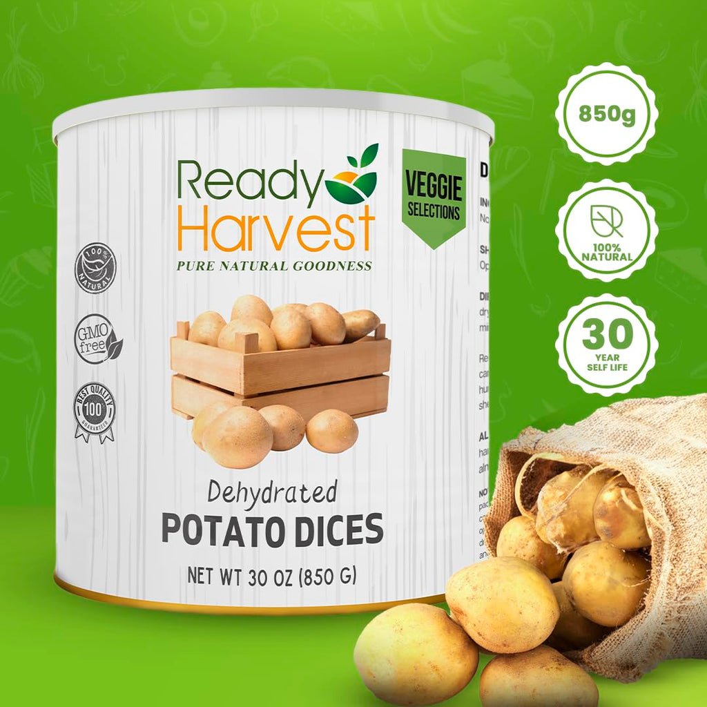 Dehydrated Food - Potato Dices | Emergency Food | Dried Potatoes | #10 Can | 30-Year Shelf Life | Cans Filled to the Top