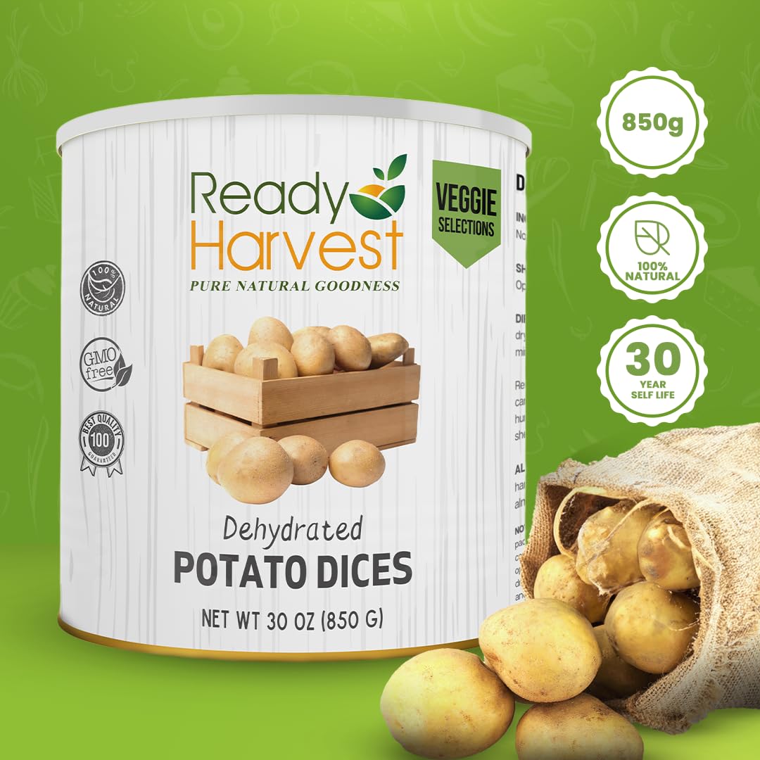 Dehydrated Food - Potato Dices | Emergency Food | Dried Potatoes | #10 Can | 30-Year Shelf Life | Cans Filled to the Top