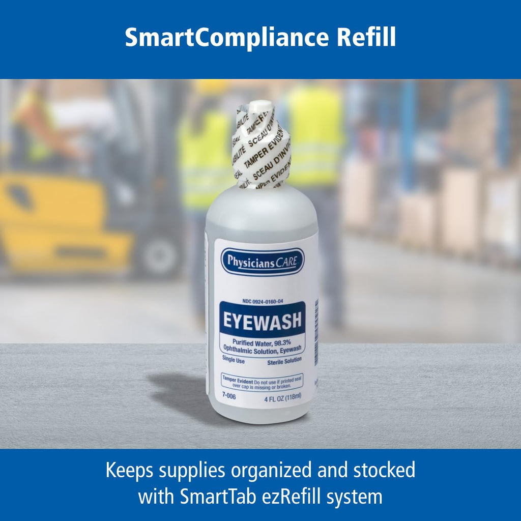 SmartCompliance Refill Eye Wash Solution, Sterile Isotonic Buffered Solution for Flushing & Irrigating Eyes, 4-oz Bottle