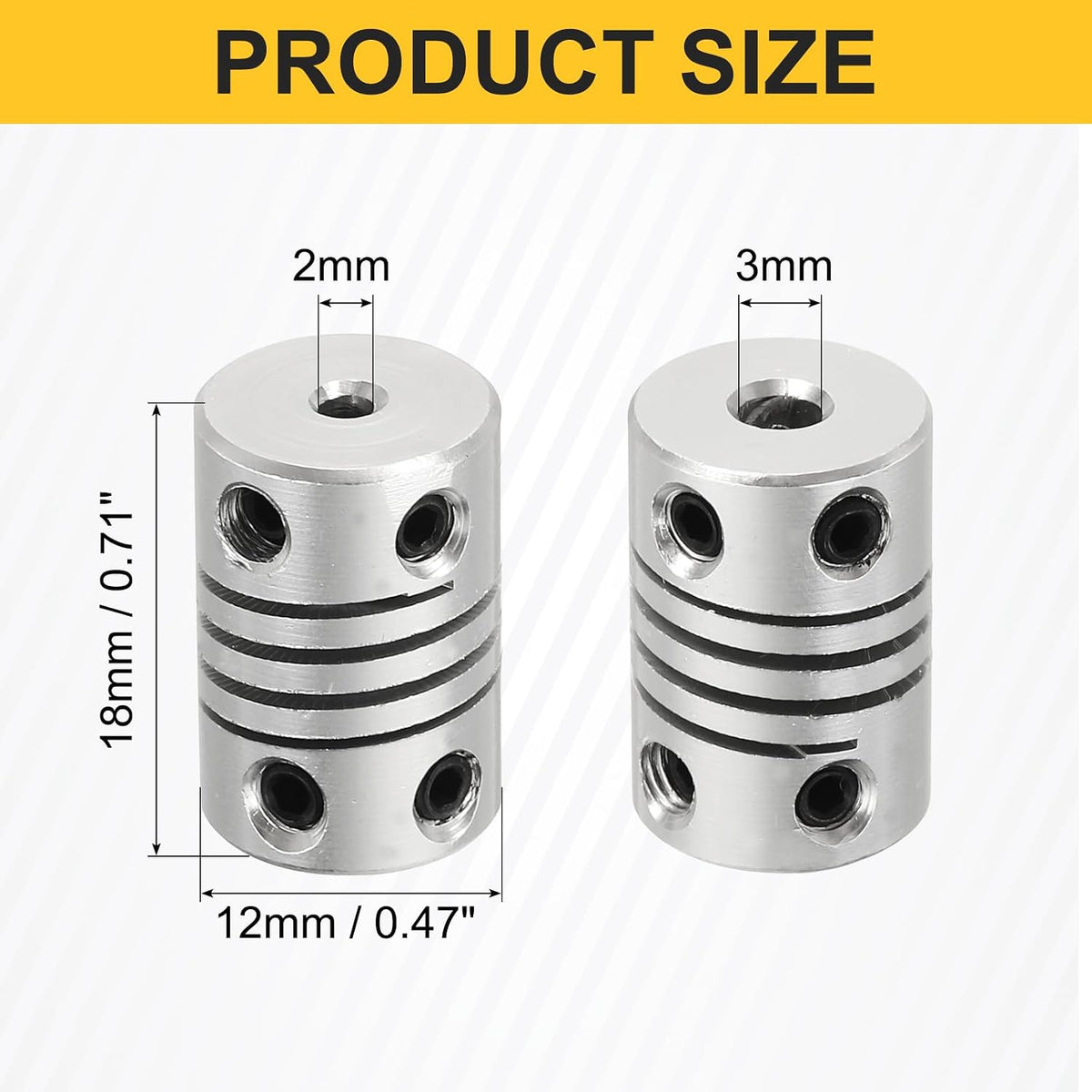 uxcell 4Pcs Flexible Couplings 2mm to 3mm Aluminum Alloy Joint Connector