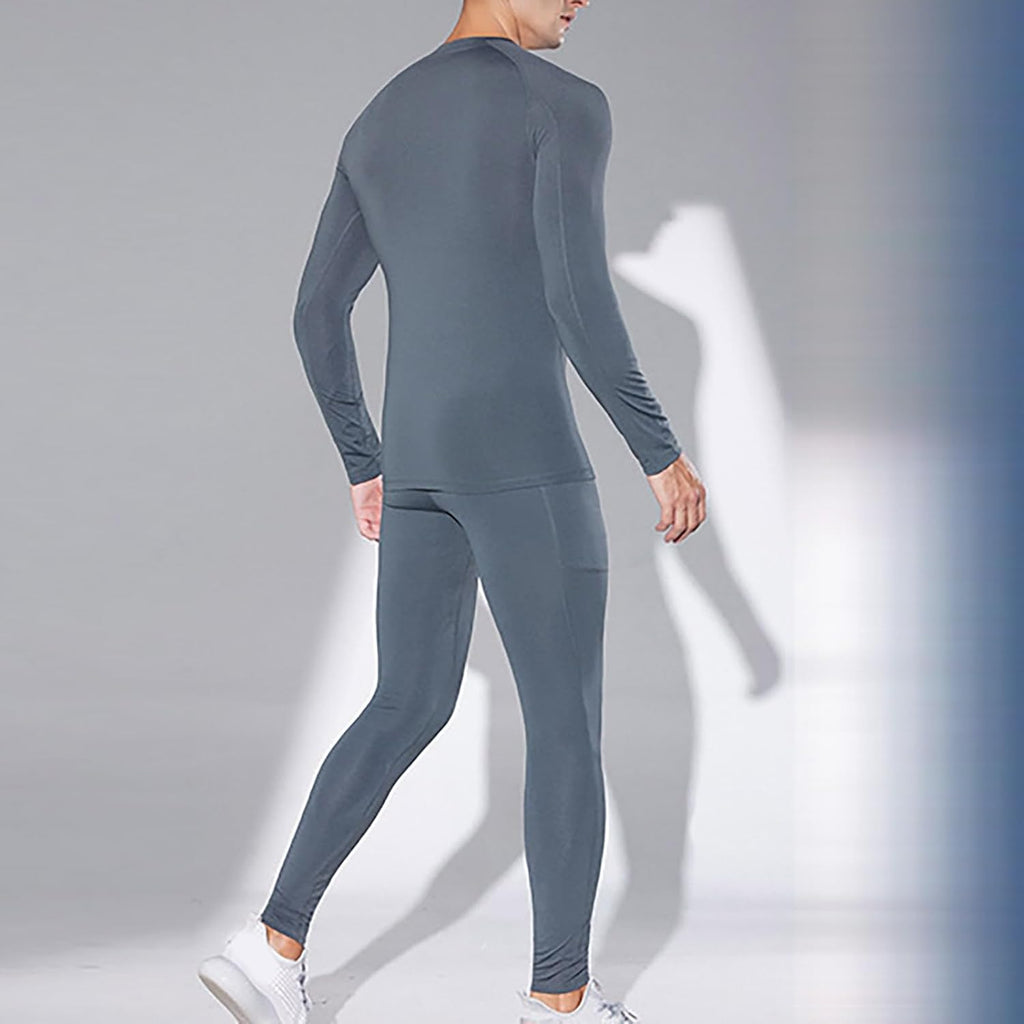 Winter Thermal Underwear for Men Cold Weather Fleece Lined Top Bottom for Running Sport Long Johns Base Layer