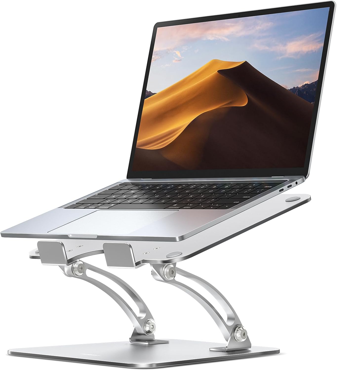 Ergonomic Adjustable Laptop Stand for Desk, Dual Foldable Computer Riser with Advanced Heat-Vent, Heavy-Duty Portable
