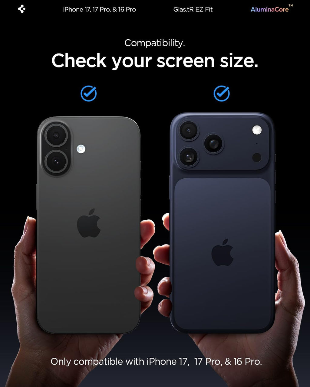 AluminaCore Tempered Glass Screen Protector [Glas.tR EZ Fit] designed for iPhone 17 Pro | iPhone 17 | iPhone 16 Pro
