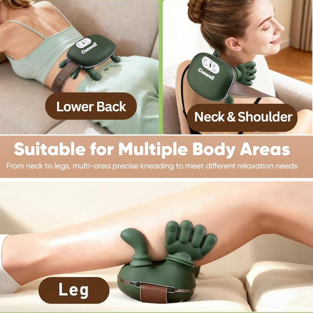 4D Wireless Neck Shoulder Massager - Upgraded 5 Mode-Massage System, Extended Battery, BPA-Free, Vegan Leather Strap