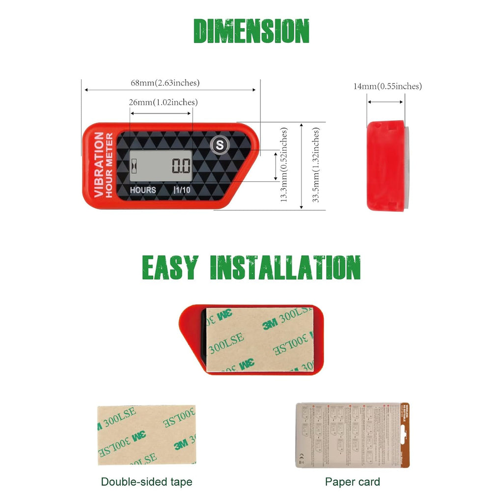 YOOREAL Vibration Hour Meter,Maintenance Hours Waterproof IP68