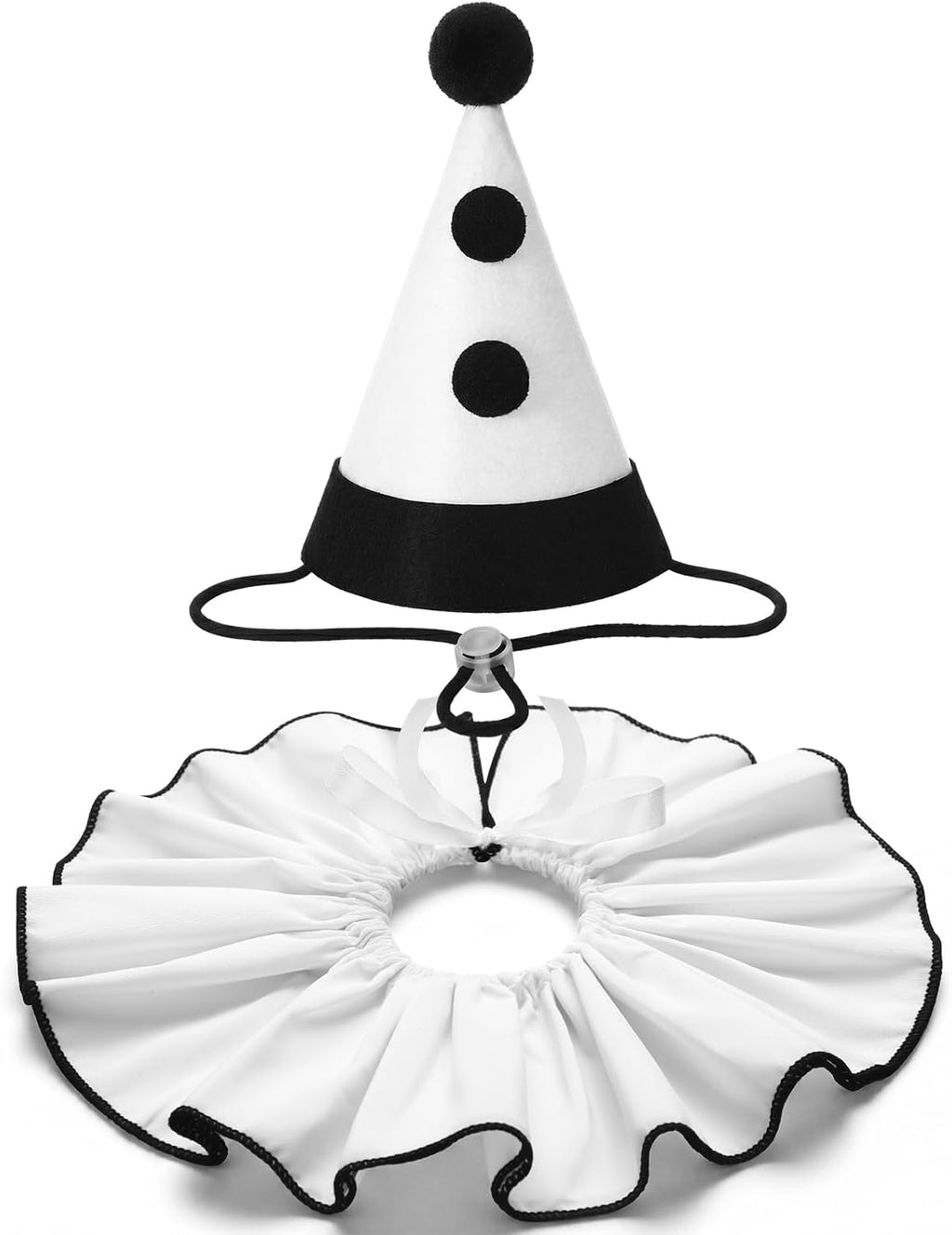 Dog Halloween Costumes Ghost Funny Pet Costume Set Adjustable White Clown Hat and Ruffled Collar for Small Medium