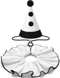 Dog Halloween Costumes Ghost Funny Pet Costume Set Adjustable White Clown Hat and Ruffled Collar for Small Medium