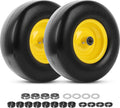 (2-Pack) 13x5.00-6 Flat Free Lawn Mower Tire and Wheel- Solid Smooth Tread Replacement Front Tire for Riding Zero