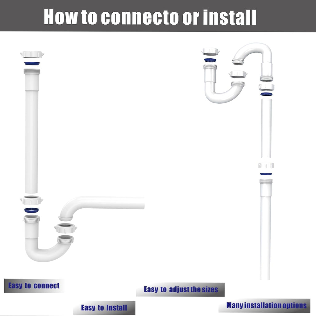 Bathroom Sink Drain Kit, for Most 1-1/4” Kitchen or Bathroom Sinks Drain Repair,1-1/4” P Trap or S Trap Plumbing Sink