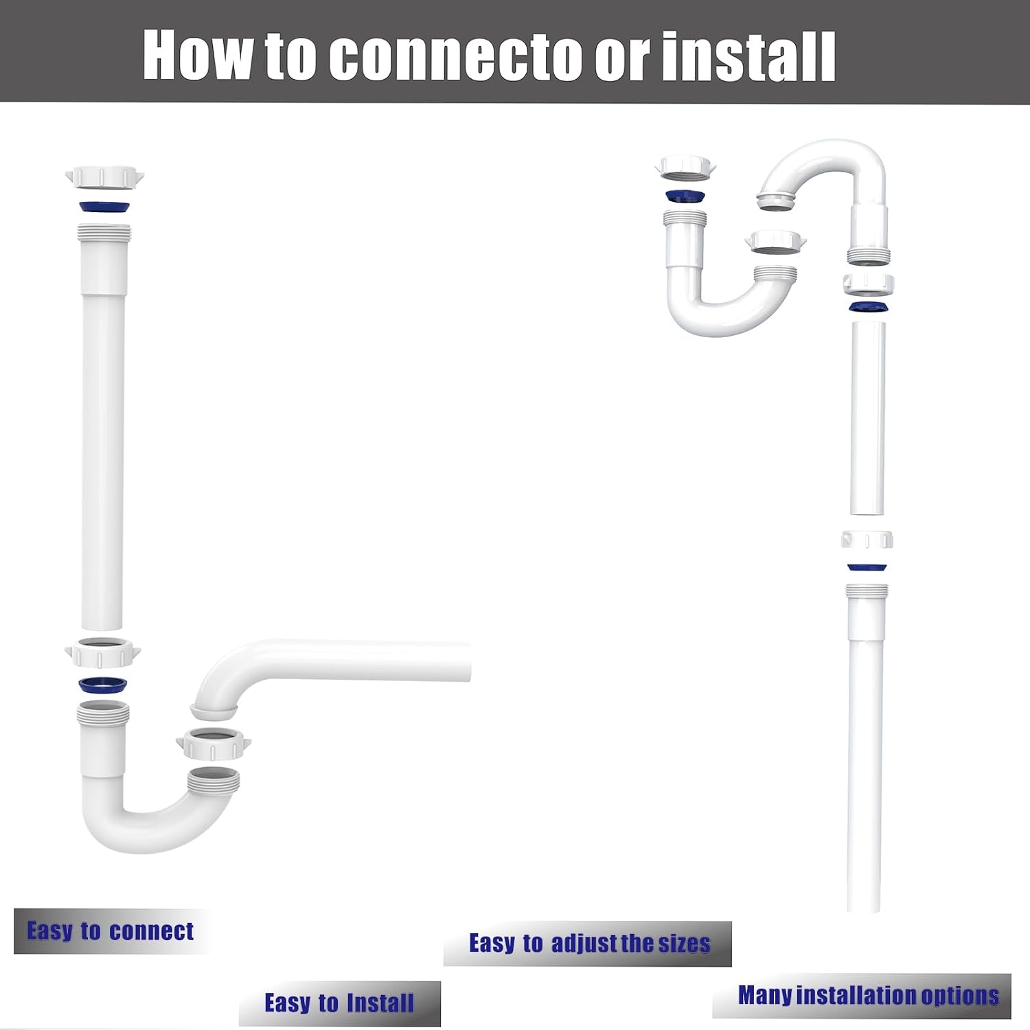 Bathroom Sink Drain Kit, for Most 1-1/4” Kitchen or Bathroom Sinks Drain Repair,1-1/4” P Trap or S Trap Plumbing Sink