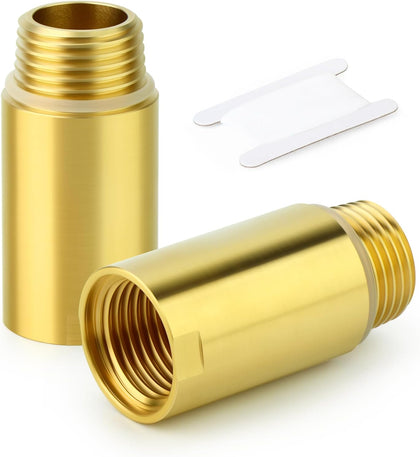 2Pcs Brass Pipe Plumbing Adapter with Rubber O-ring, 1/2" NPT Male x 1/2" NPT Female Pipe Fitting Coupler,Length 2 Inch