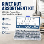 Button Rivet Locking Nuts Set, M4 M5 M6 M8, Flower Nuts Bolts
