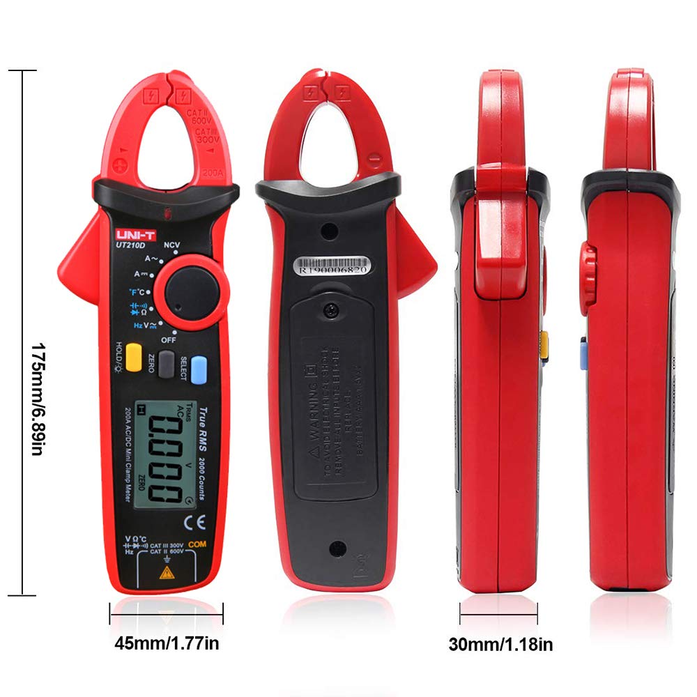UNI-T UT210D Digital Clamp Meter AC/DC Current Voltage Resistance Capacitance Multimeter