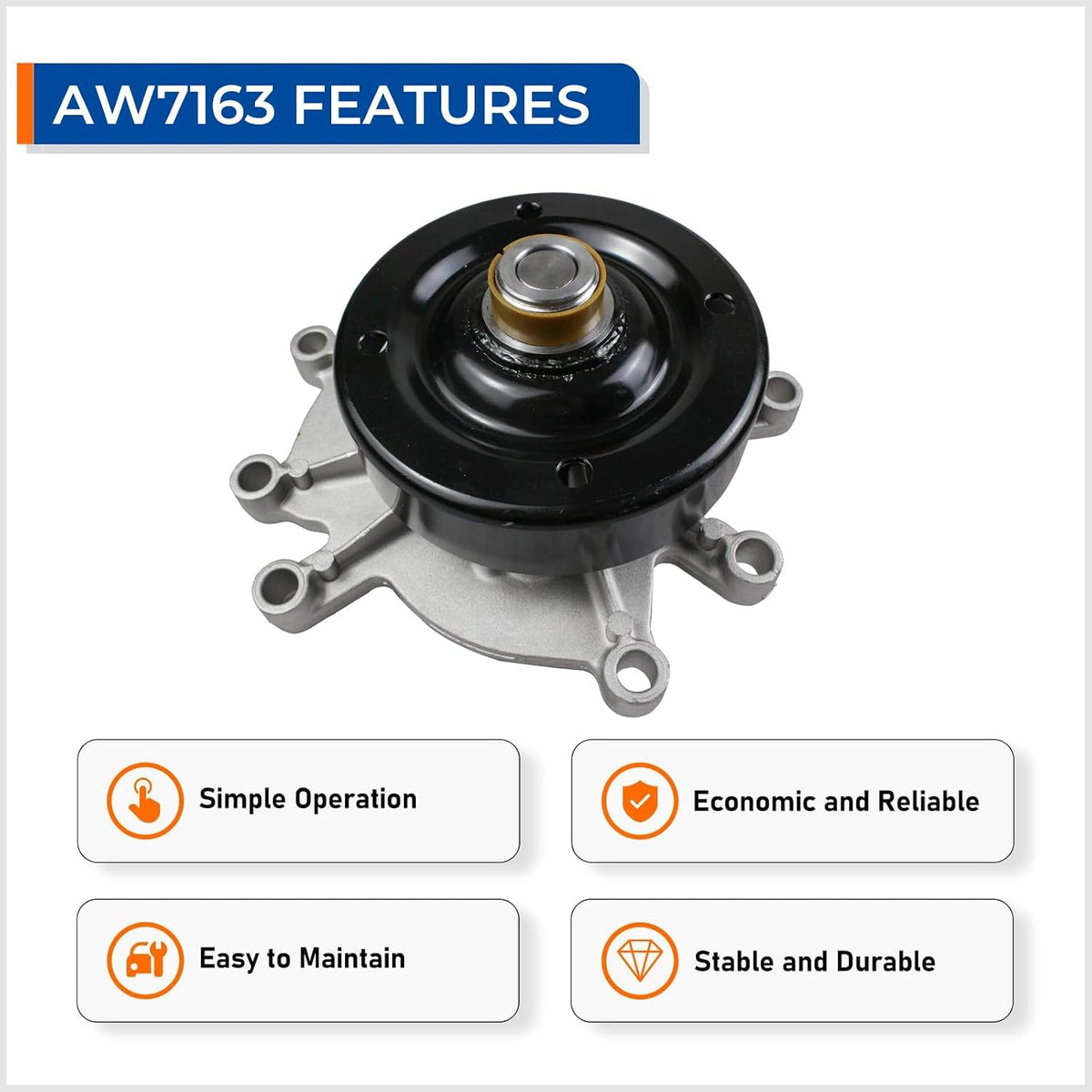 MACEL AW7163 Water Pump Fit Jeep Chrysler Dodge Ram, 3.7L V6 4.7L V8