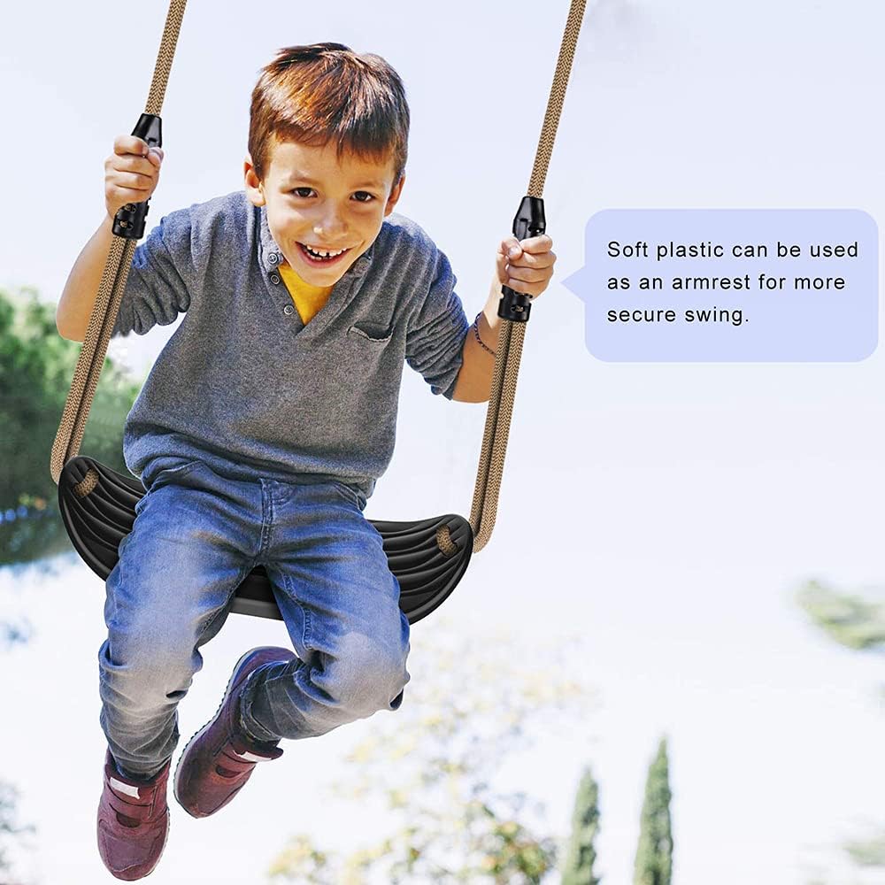 Plastic Swing Seat, Non Slip Tree Swing Set with Adjustable Rope and 2 Carabiners, Heavy Duty Playground Swing Set