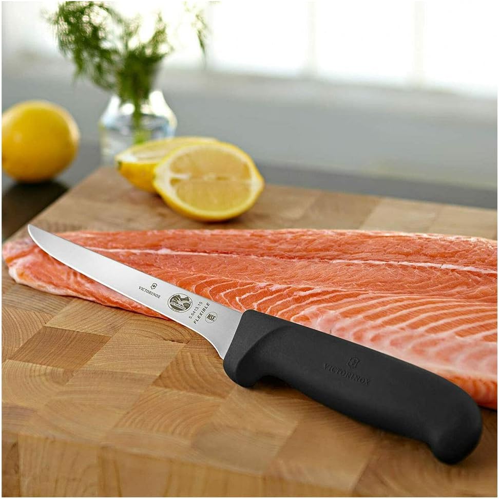 Fibrox 6 Inch Flexible Boning Knife, Straight Blade, Black