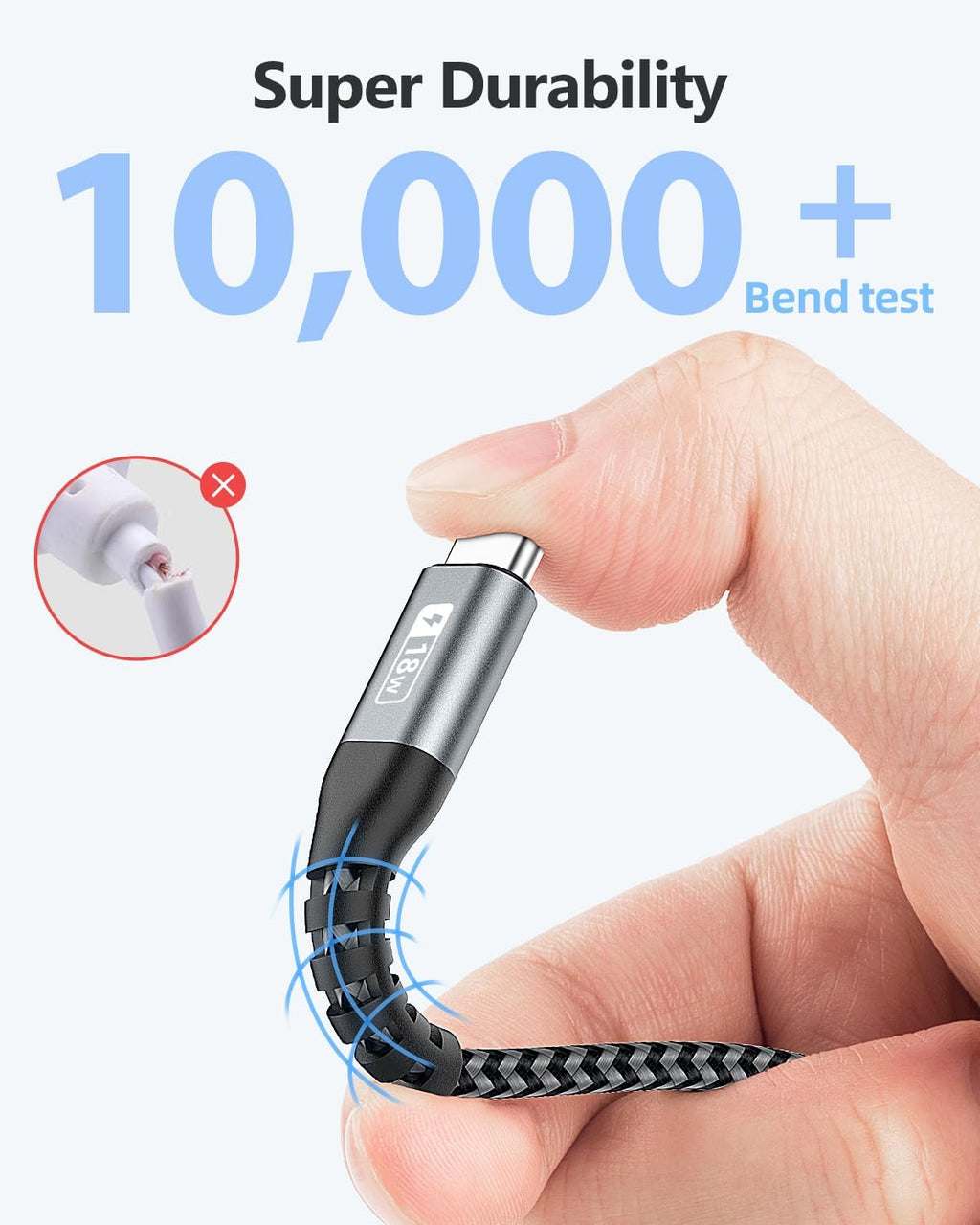 USB C Cable 1FT [3Pack], 3A USB A to USB C Fast Charging Cable Data Transfer Braided Compatible with iPhone 17/16/15