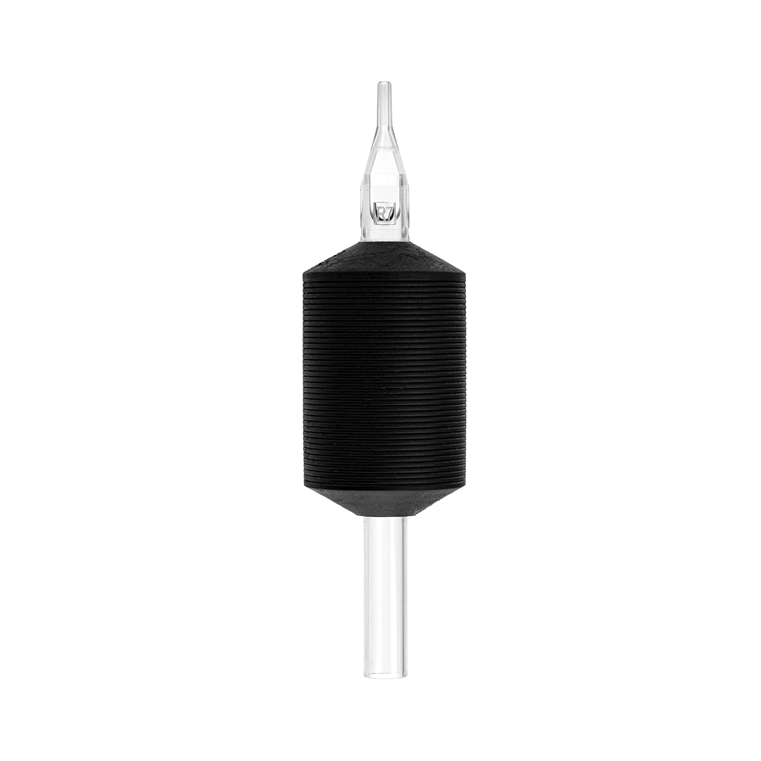VORTEX 1.25-inch Soft Silicone Black Disposable Tattoo Tube Grips with Clear Long Tips 15pcs (7R)