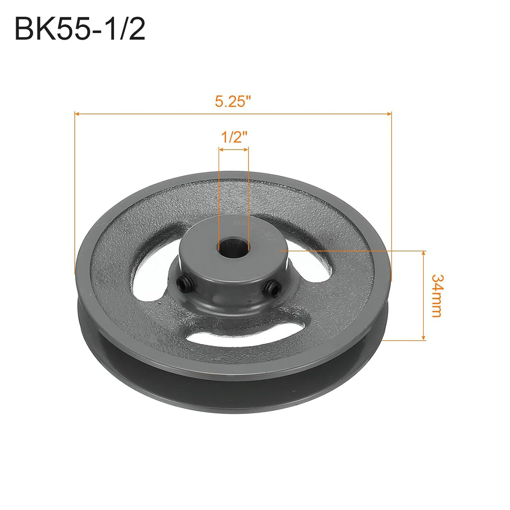 uxcell BK55-1/2 V-Belt Sheave 1/2"Bore 5.25"OD Single Groove Web Sheave