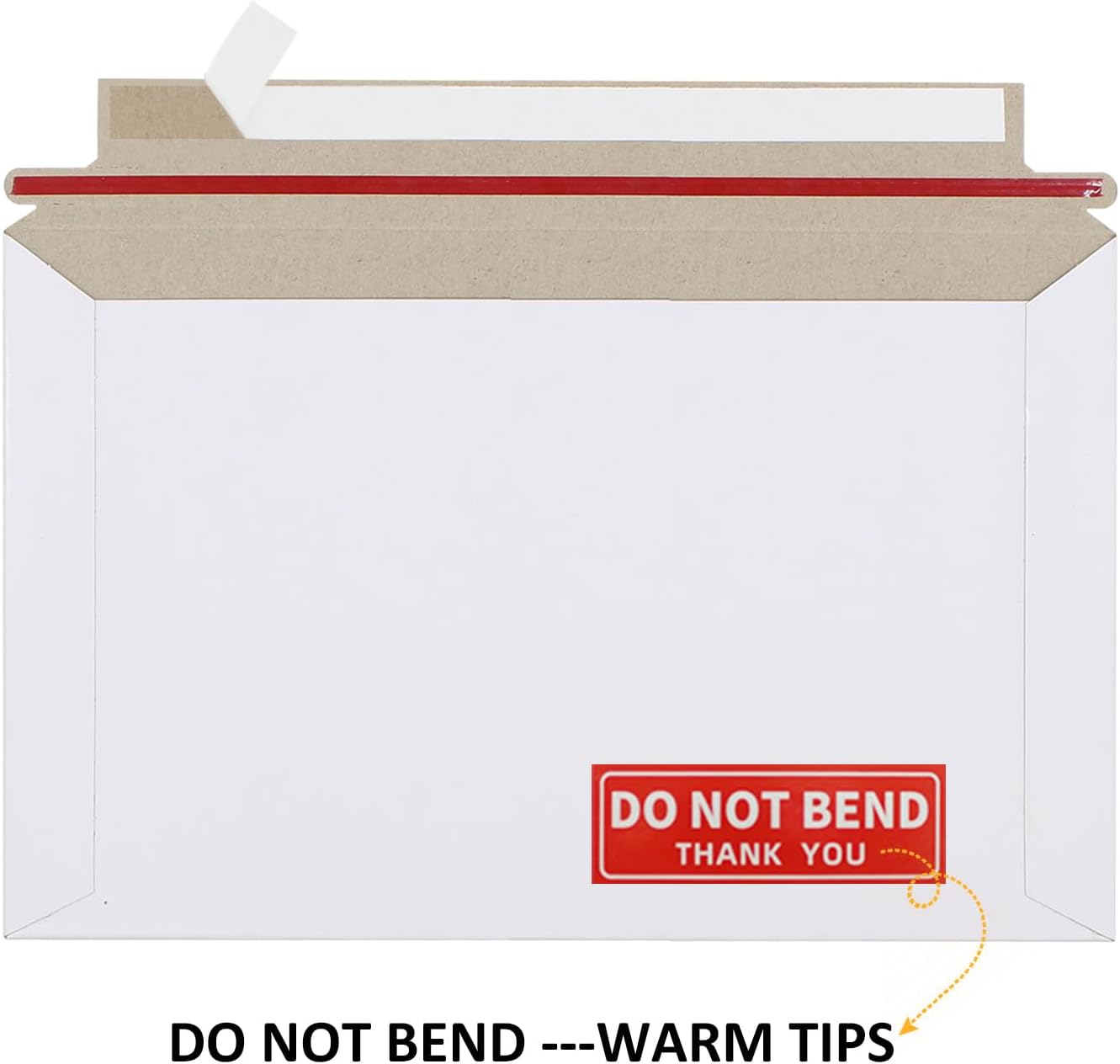 100 Pack 6.3"x9.8" Rigid Mailer Self Seal Photo Document Mailer | White Stay Flat Cardboard Envelopes