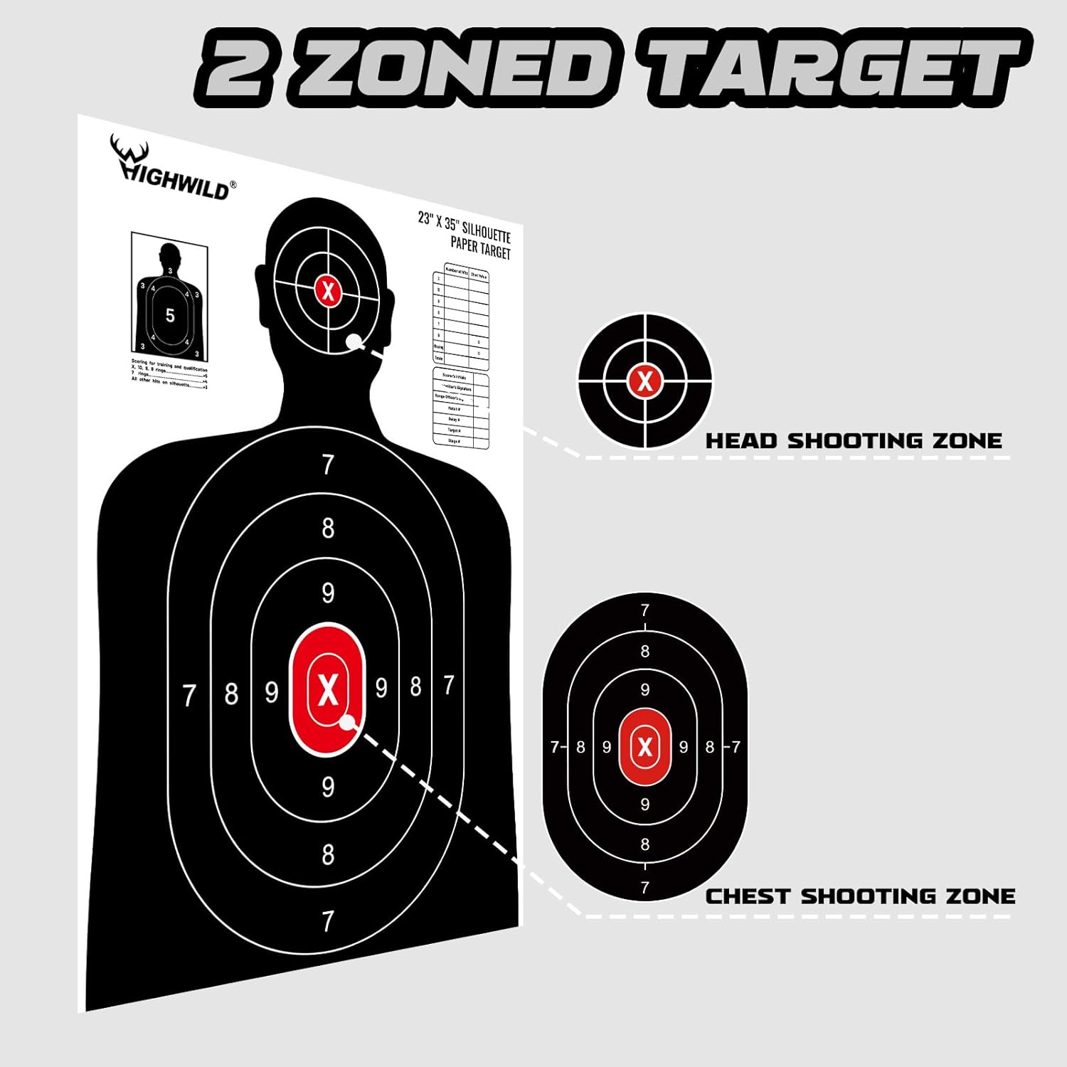 Shooting Range Silhouette Paper Target - 23X35 Inches - Suitable for Handguns, Rifles, Airguns, BB Guns