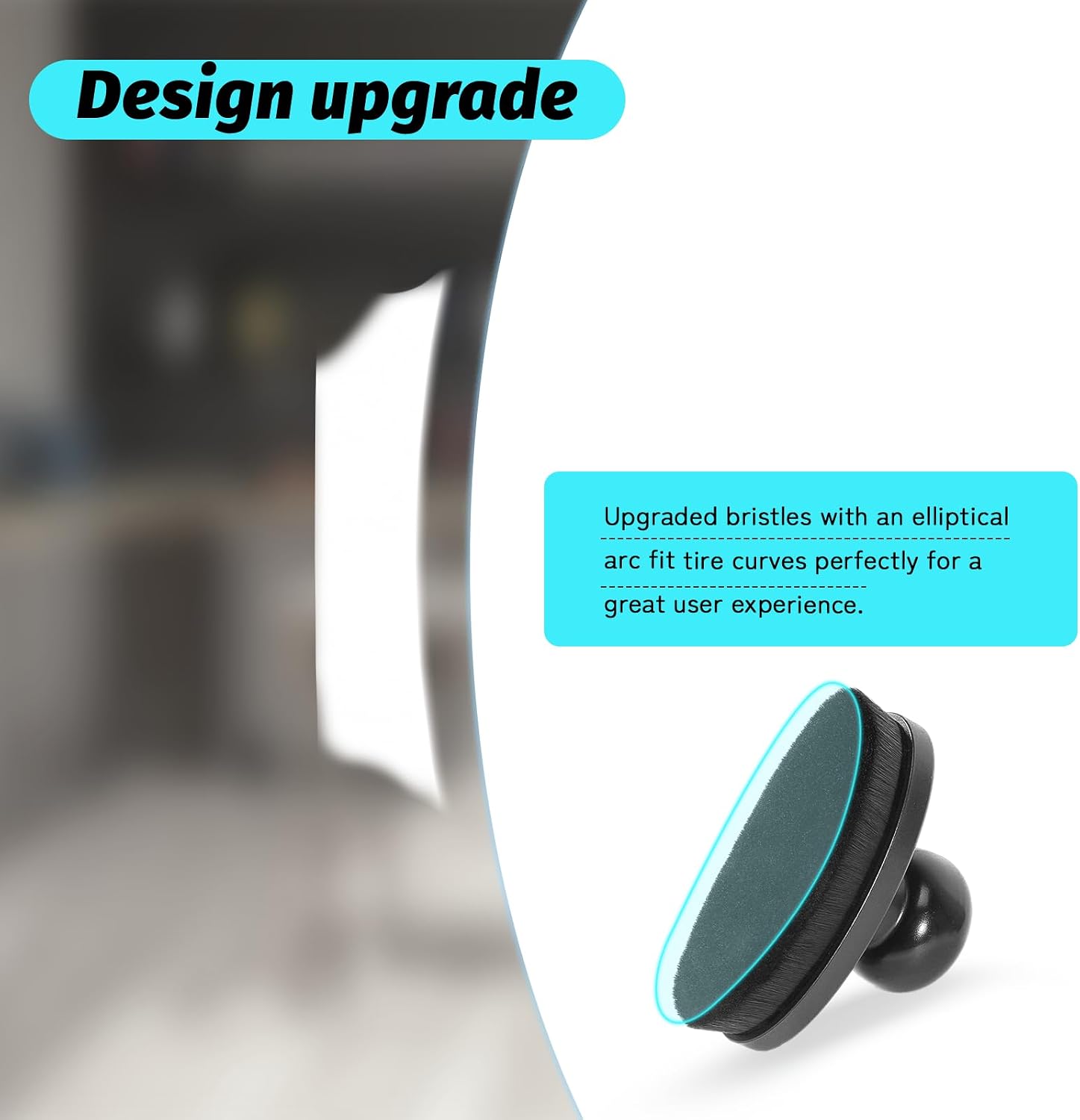 Tire Shine Brush - Curved Brush Head & Large 3.8'' Tire Dressing Applicator with Storage Stand for Automotive