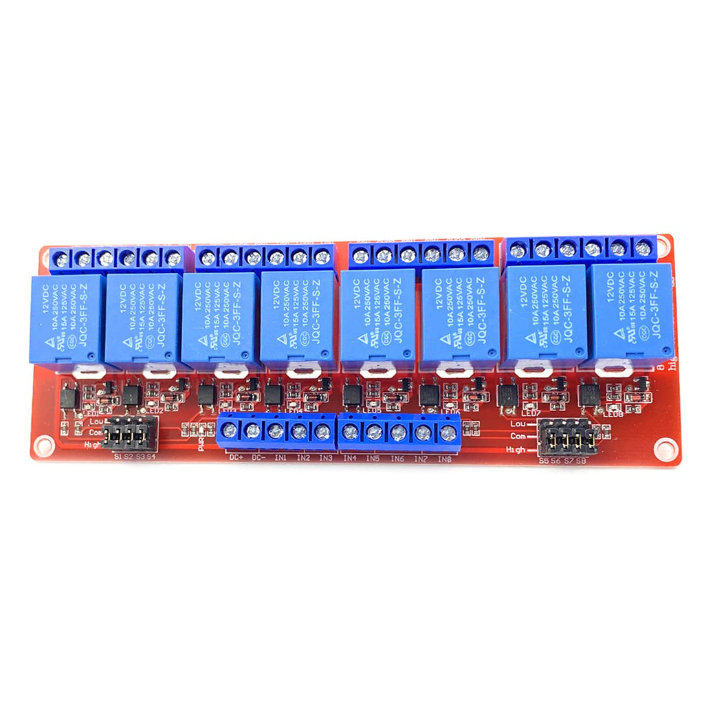 FainWan 12V 8 Channel Relay Module with OPTO-Isolated High and Low Level Trigger 8 Ways Relay Switch Module Compatible with Ar-duino