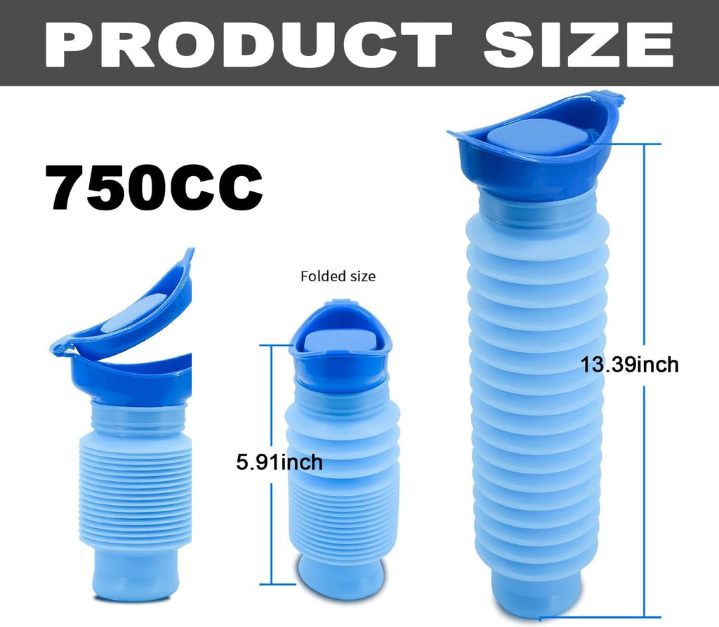 750ML Emergency Urinal, Pedestal Urinal, Pocket Toilet for Men Women, Pee Bottles with Sealed Lid Collapsible