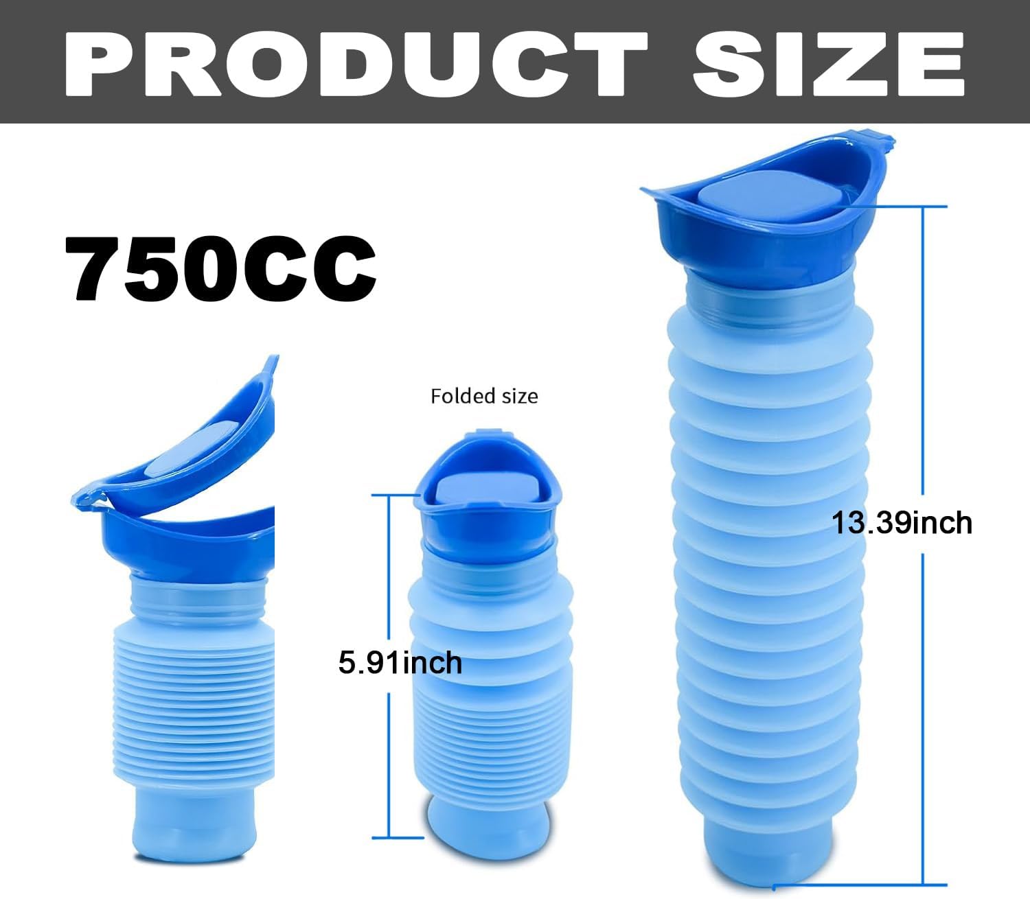 750ML Emergency Urinal, Pedestal Urinal, Pocket Toilet for Men Women, Pee Bottles with Sealed Lid Collapsible