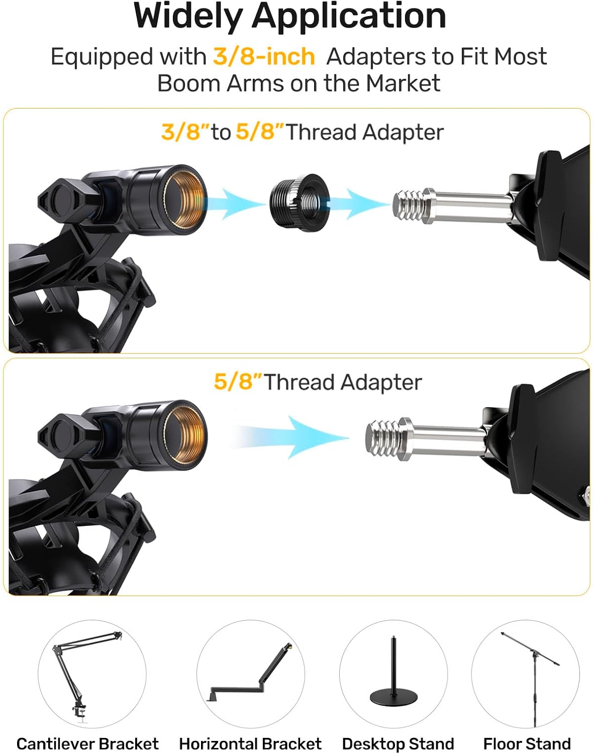 Custom Microphone Shock Mount with Pop Filter for AT2020/2035 | Anti-vibration Suspension Shock Mount Mic Holder