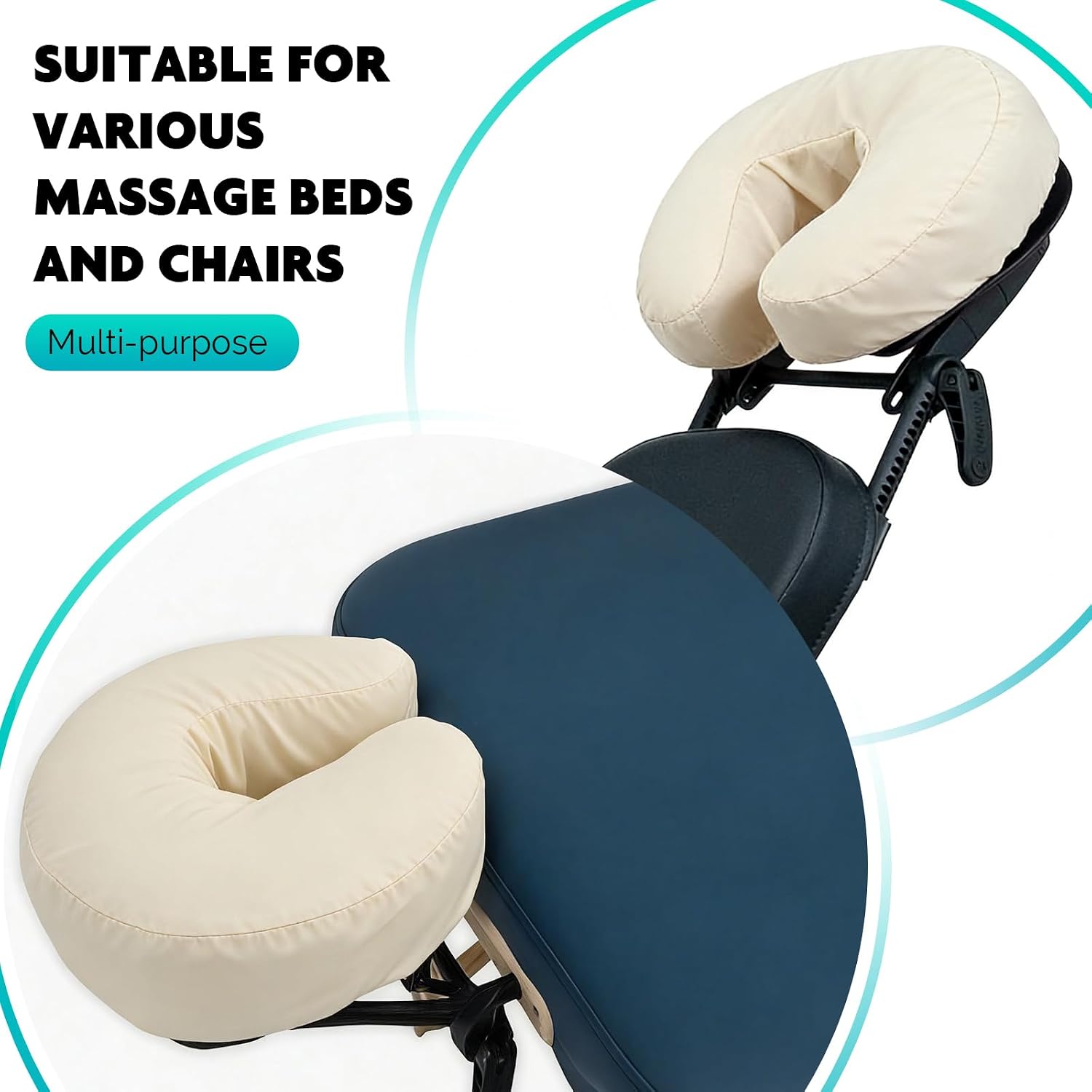 Reusable Microfiber Massage Face Rest Covers,Cream,6 Pack | Extra Soft & Heavy Face Cradle Covers,Cozies