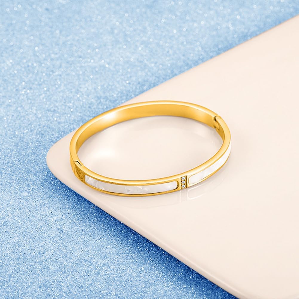 Stainless Steel Crystal Cubic Zirconia Bracelet 18K Gold Plated Women Bracelet Titanium Steel Bangle