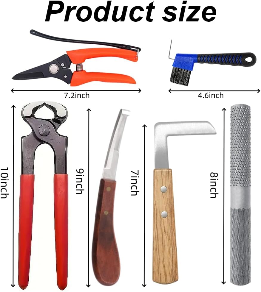 10 inch Farrier Tool Kits, 8 Piece, Horse Goat Hoof Trimmers
