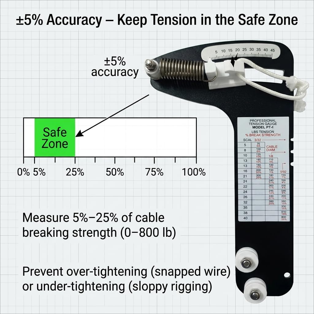 PT-1(M) Tension Meter Professional Fits 3/32", 1/8", 5/32" Cables