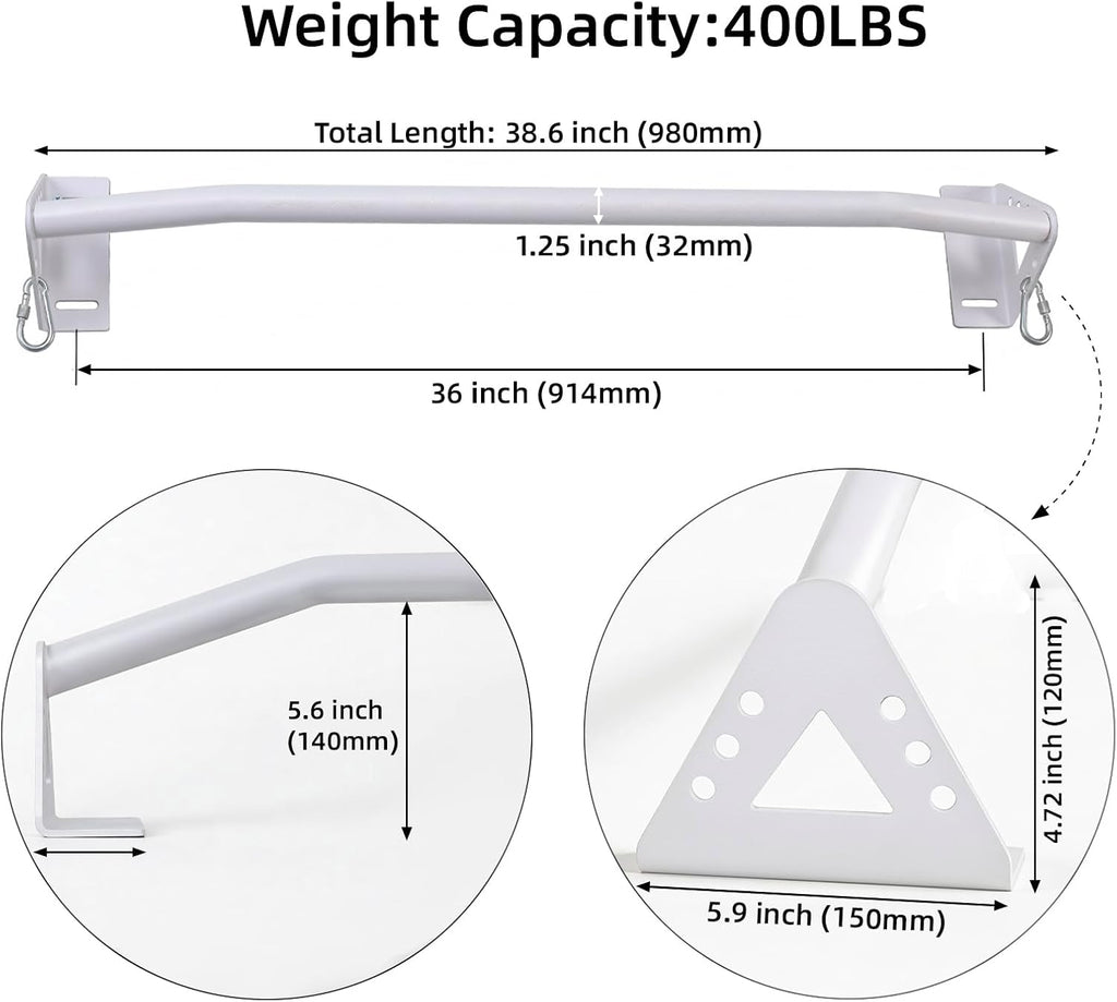 Wall Mounted Pull Up Bar Doorway, Heavy Duty Strength Training Pull-Up & Chin Up Bars for Doorframe, Support Beam or