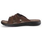 Men's Leather Slide Sandals, Mesh Lined, Memory Foam Brown US11/EU44