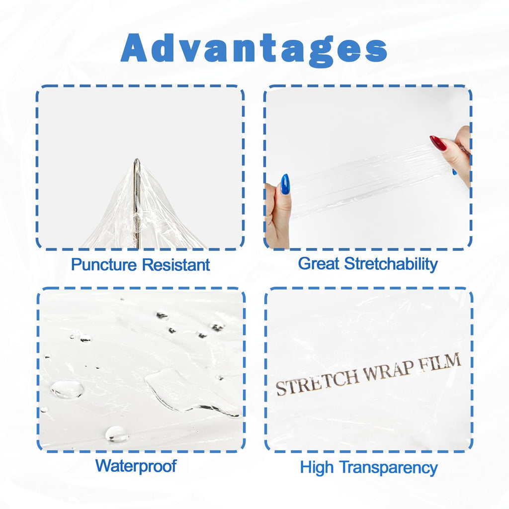 4 Pack Mini Clear Stretch Wrap Film with Handle 5''x1000Ft