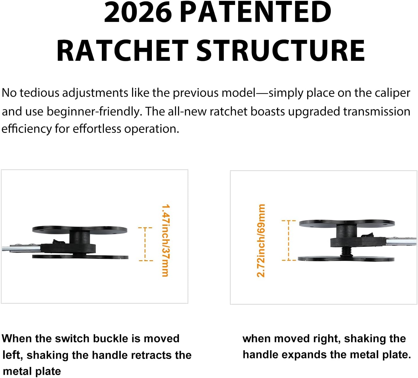 2026 Upgraded Patented Gen2 Brake Caliper Compression Tool, 5 in 1 Professional Piston Compressor, Brake Pad Spreader